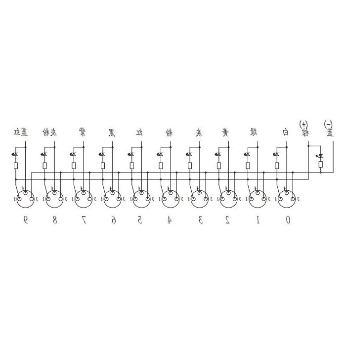 M8分线盒、单通道、NPN、10端口一体式、带LED、PUR柔性电缆、黑色护套、23NA11-XXX